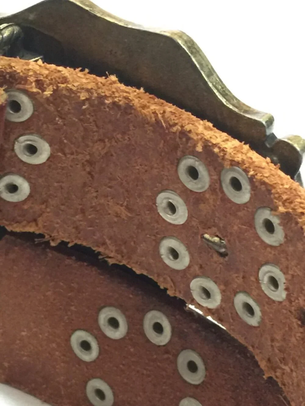 VINTAGE BROWN LEATHER STUDDED RHINESTONE BUCKLE WESTERN RODEO BELT WOMENS 34